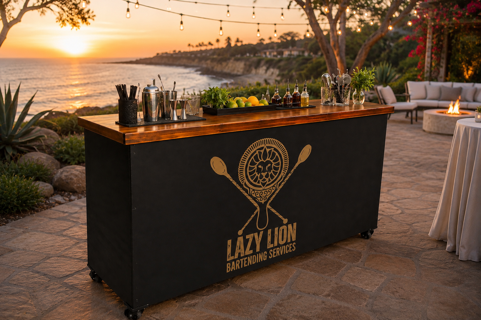Lazy Lion bar at sunset